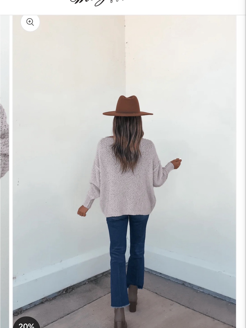 BE COOL Cable Knit Scoop Neck Sweater - Light Taupe - Picture 4 of 10